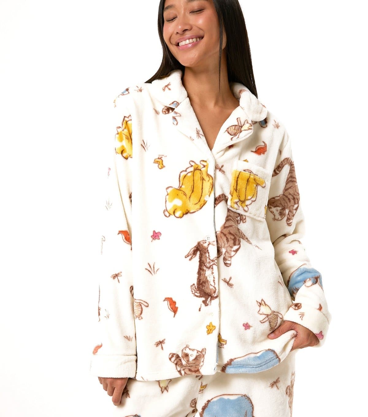 Skinnydip Women's White Winne The Pooh Print Shirt and Trousers Pyjama Set Skinnydip New Look