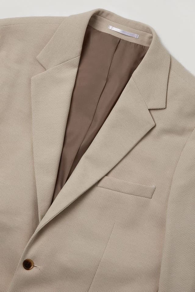 Burton Burton Men's Neutral Pique Patch Pocket Slim Fit Blazer - 2