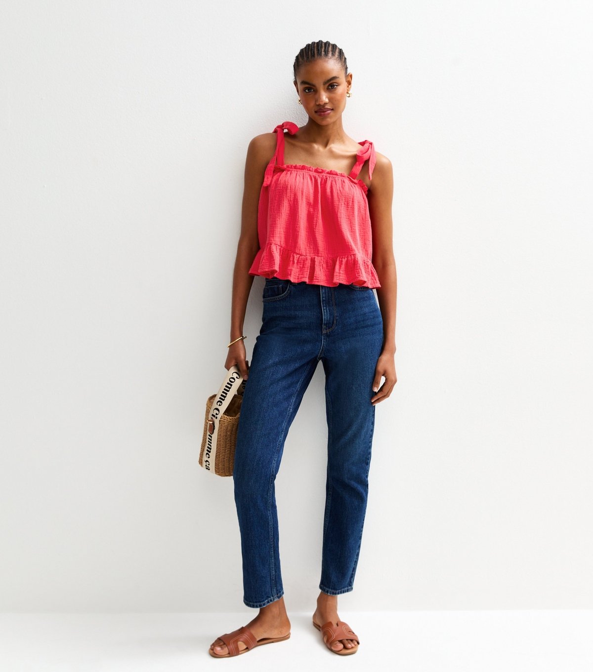 New Look Women's Tall Red Cotton Tie Shoulder Cami Top New Look - 3