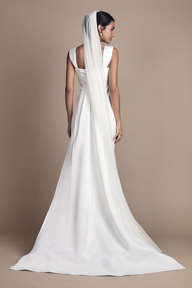 Coast Coast Women's Satin & Ponte Column Wedding Dress in Ivory - 3