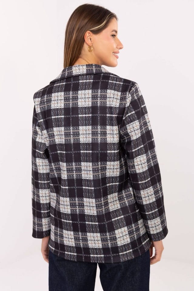 Love Lace Love Lace Women's Classic Checked Blazer with Two Button Closure in Black - 3