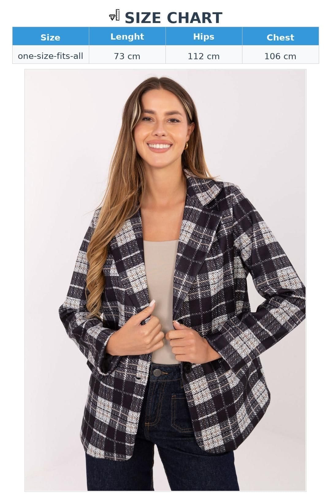 Love Lace Love Lace Women's Classic Checked Blazer with Two Button Closure in Black - 4