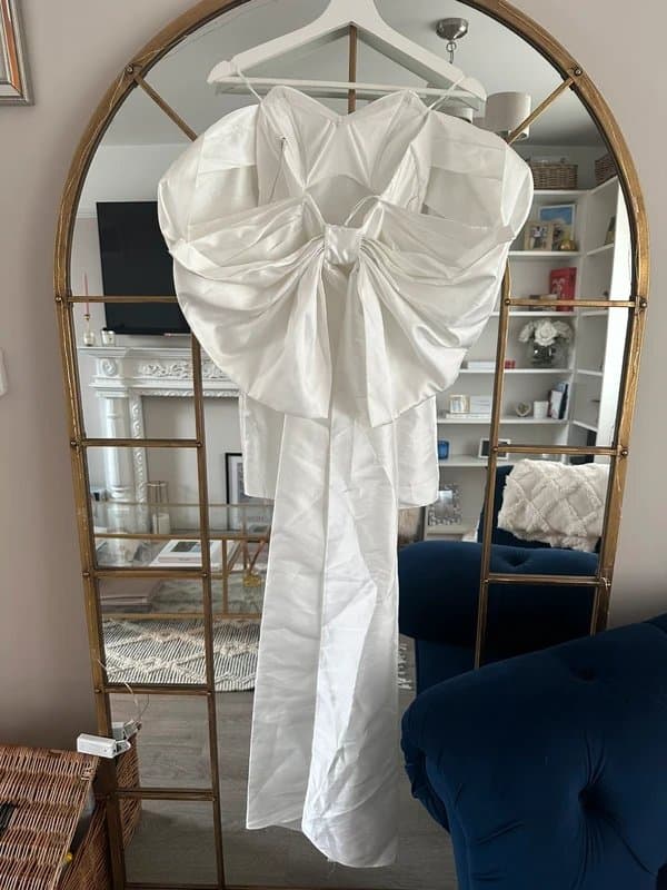 ASOS ASOS Luxe Wedding satin oversized bow back mini dress in white