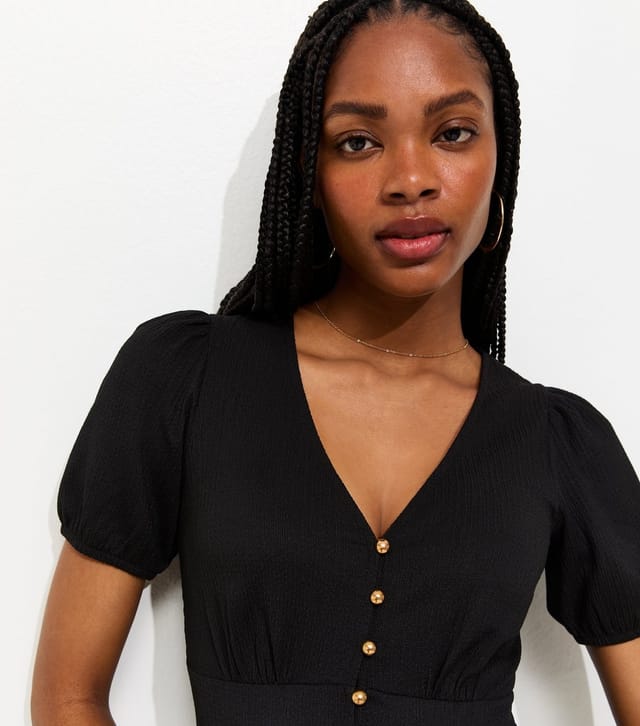 New Look Women's Black Crinkle Short Sleeve Midi Dress New Look - 2