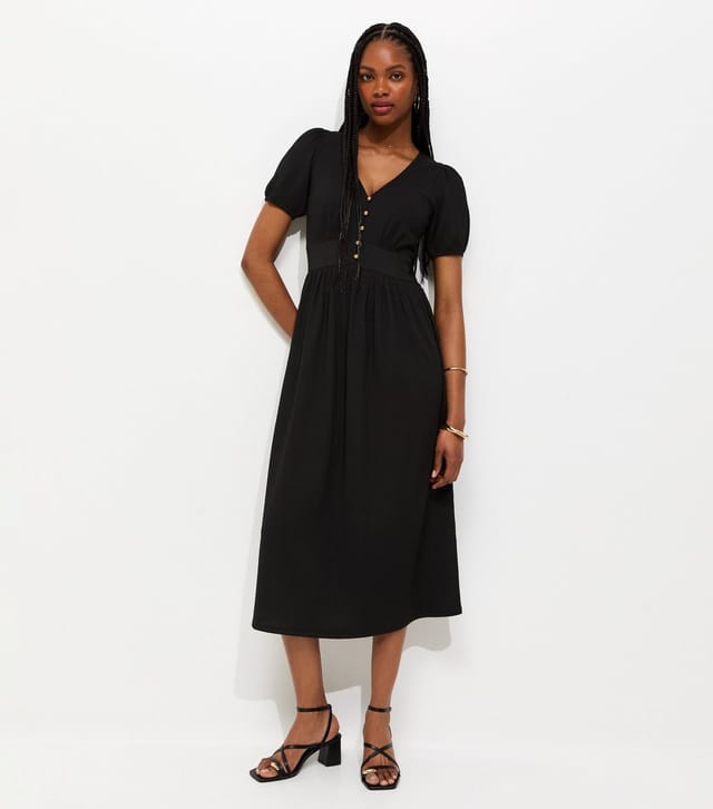 New Look Women's Black Crinkle Short Sleeve Midi Dress New Look - 3