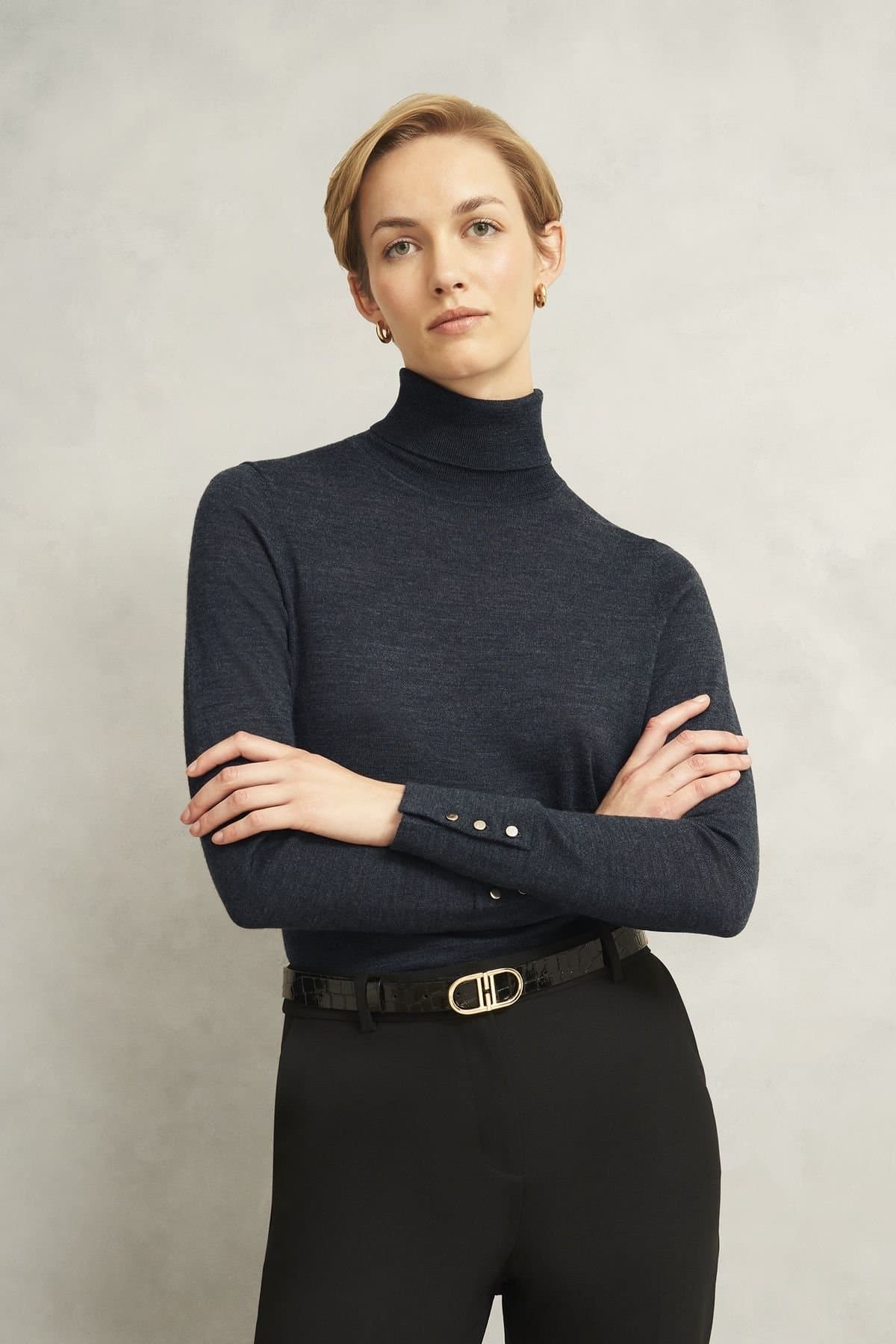 Hobbs London Hobbs London Women's Lara Rollneck Jumper in Dark Grey