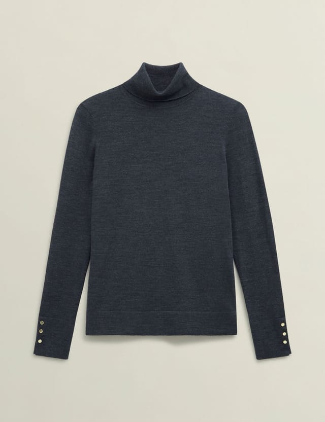 Hobbs London Hobbs London Women's Lara Rollneck Jumper in Dark Grey - 2
