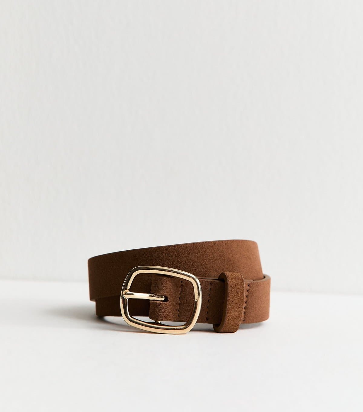 New Look New Look Tan Suede Rectangle Buckle Belt