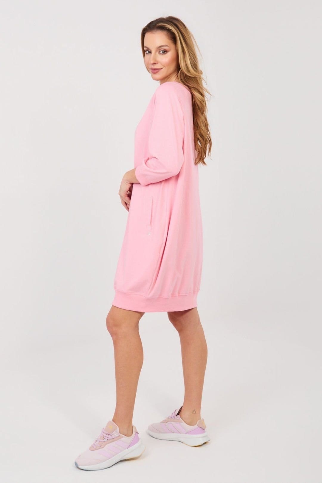 Love Lace Pink Cotton Elastane Sweatshirt Dress