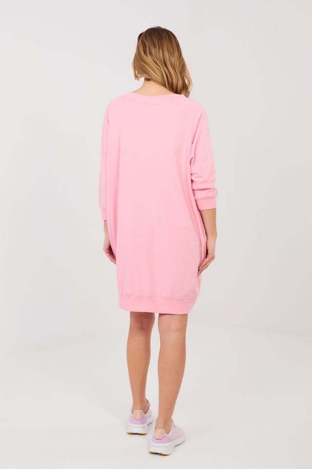 Love Lace Love Lace Women's Cotton Elastane Sweatshirt Dress with Pockets Style 224941 in Pink - 2