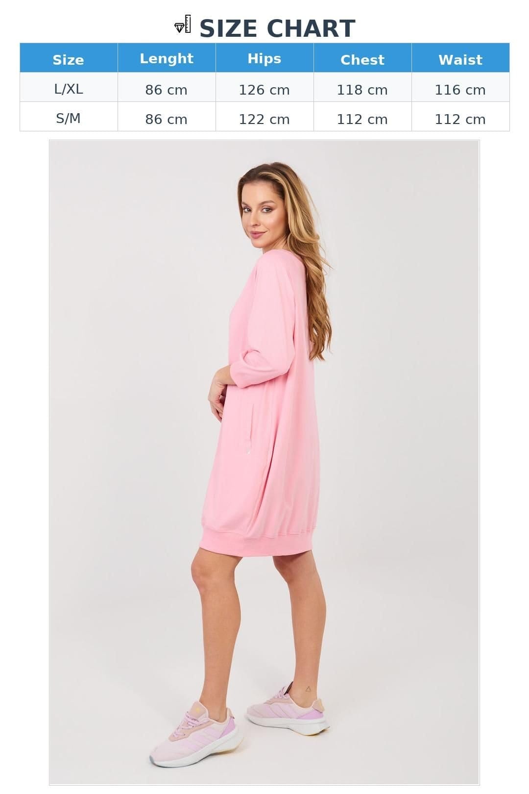 Love Lace Love Lace Women's Cotton Elastane Sweatshirt Dress with Pockets Style 224941 in Pink - 4