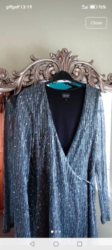 Topshop Topshop size 10 black silver sequin party sparkling wrap the dress