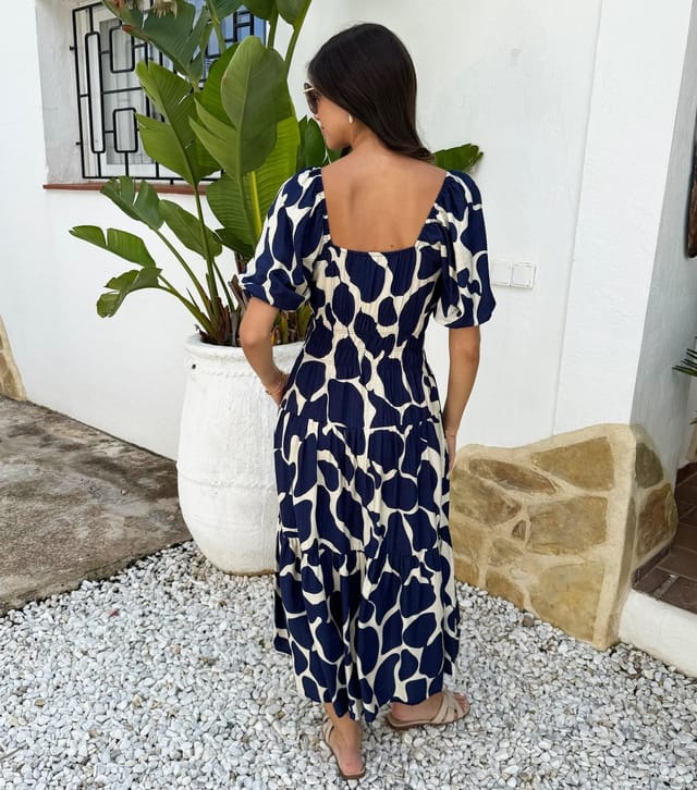 AX Paris Women's Navy Puff Sleeve Smock Midi Dress AX Paris New Look - 3