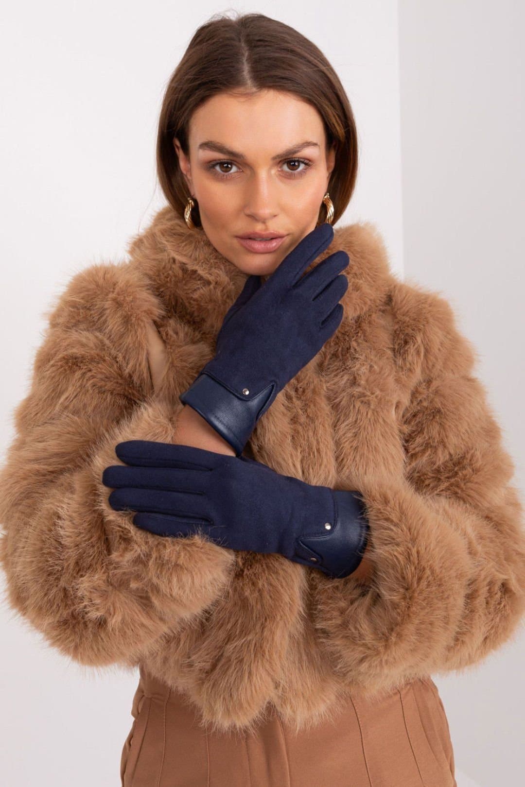 Love Lace Love Lace Women's Elegant Touchscreen Gloves with Embroidered Flower Detail in Blue
