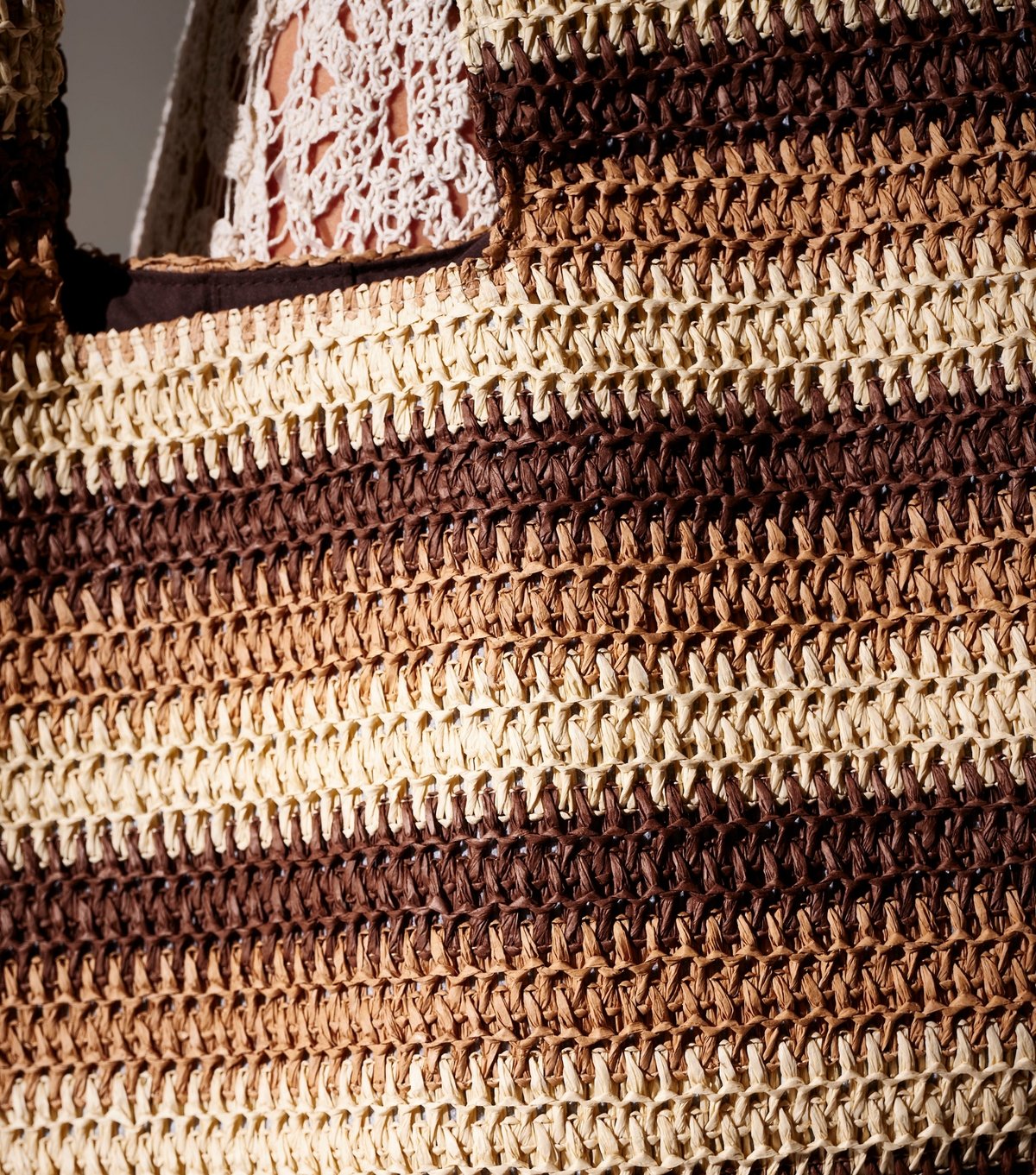 South Beach Brown Straw Stripe Oversized Bag South Beach New Look - 3