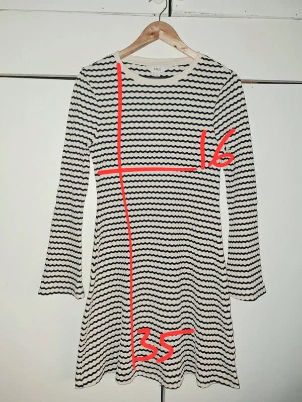 Marks & Spencer Marks & Spencer ecru navy zig zag knit summer dress size uk 12