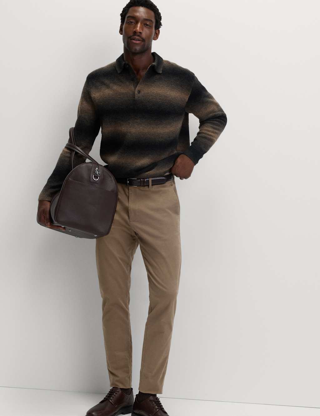 Marks & Spencer M&S Slim Fit Cotton Rich Stretch Chinos Brown - 1