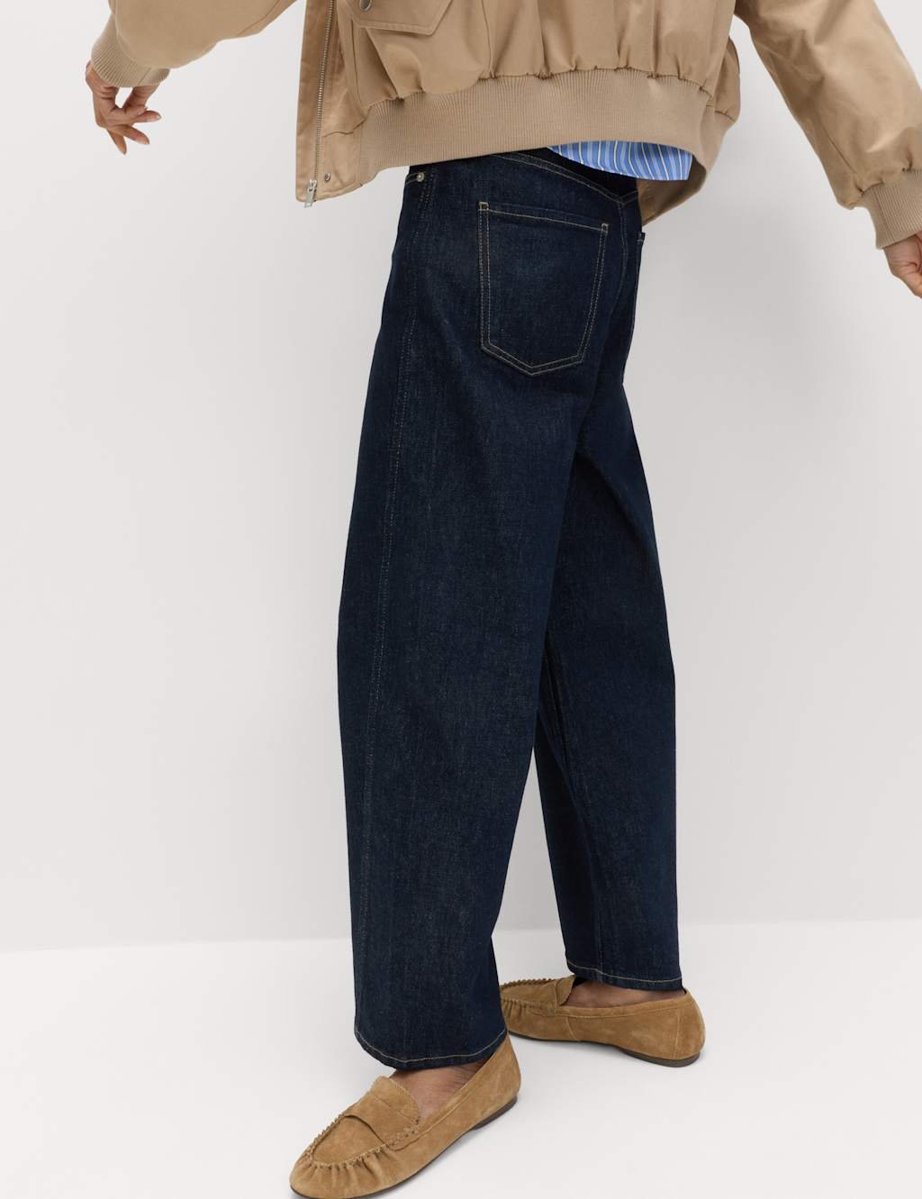 Marks & Spencer M&S High Waisted Carrot Leg Ankle Grazer Jeans Indigo Mix - 2