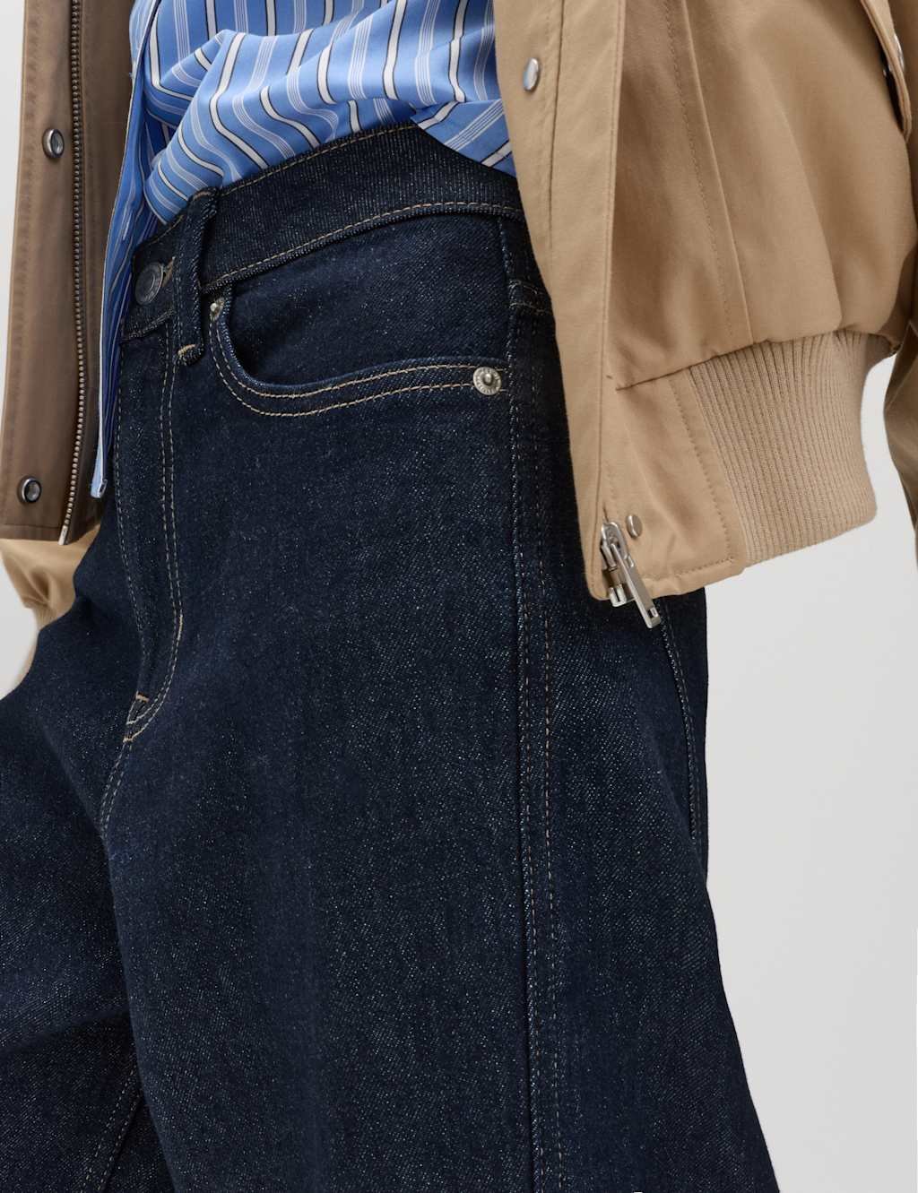 Marks & Spencer M&S High Waisted Carrot Leg Ankle Grazer Jeans Indigo Mix - 3