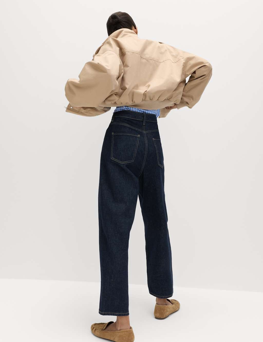 Marks & Spencer M&S High Waisted Carrot Leg Ankle Grazer Jeans Indigo Mix - 4