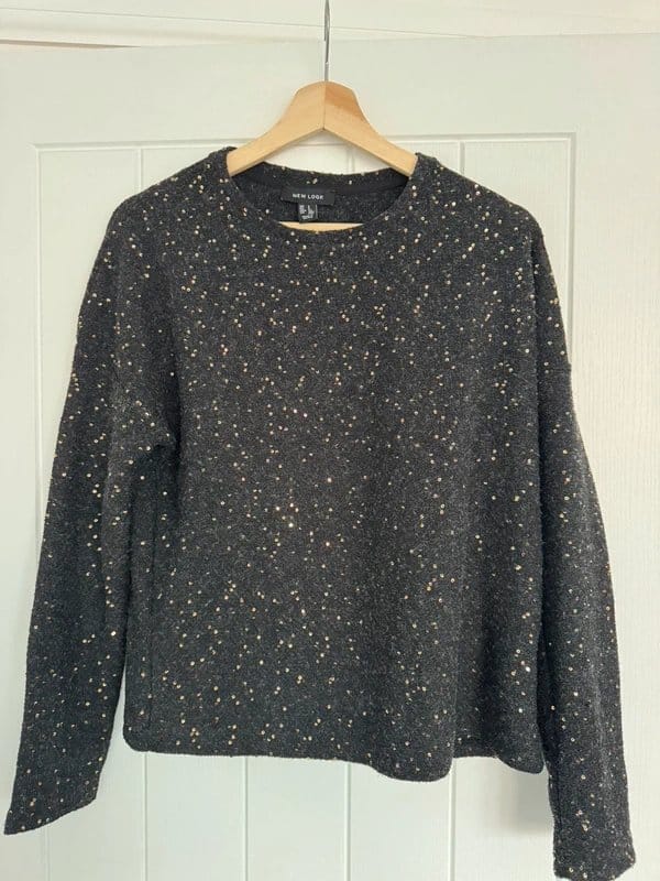 New Look Charcoal Sequin Jumper - 1