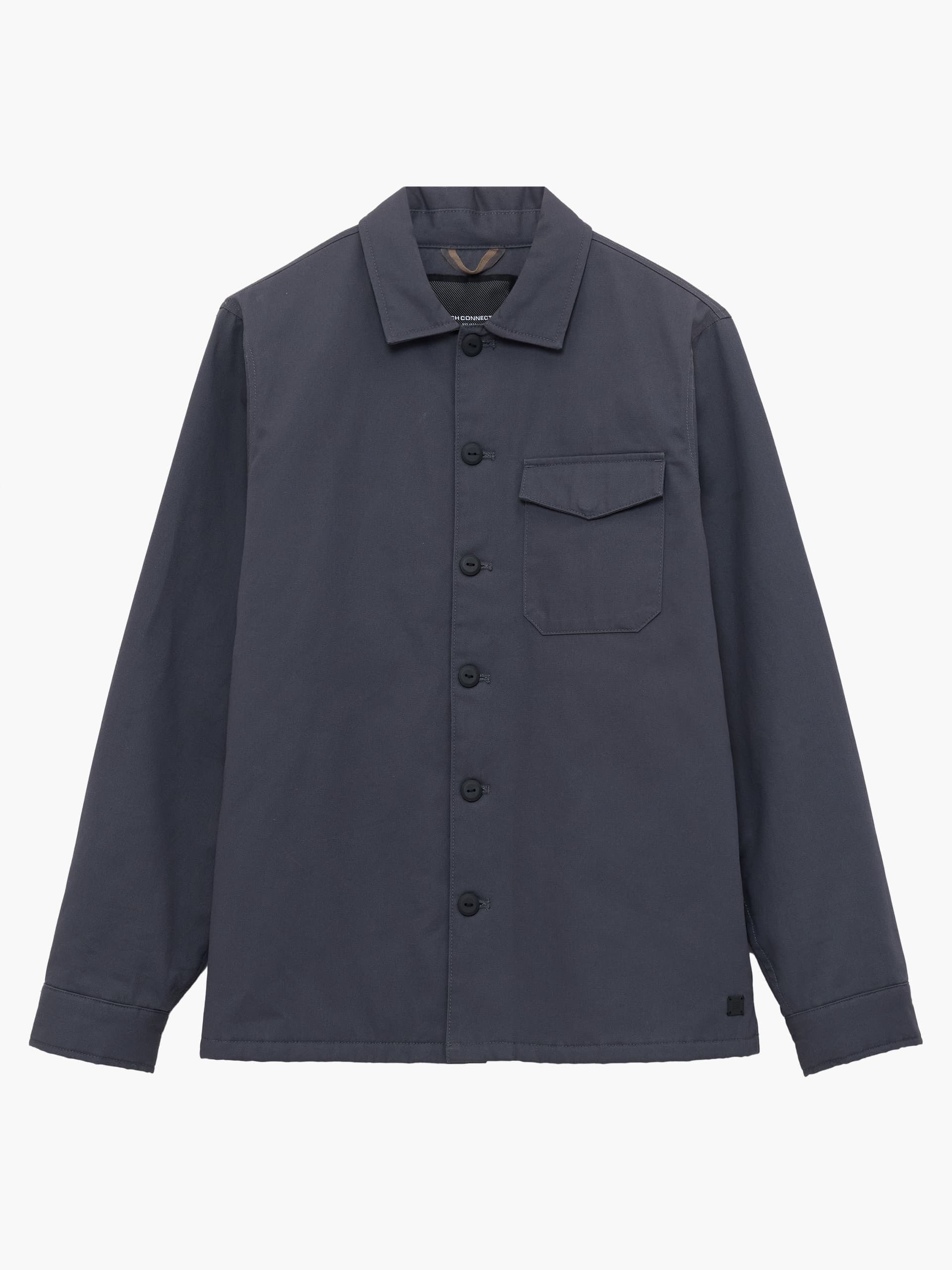 French Connection Grey Quilted Lined Shirt Jacket Fossil Grey