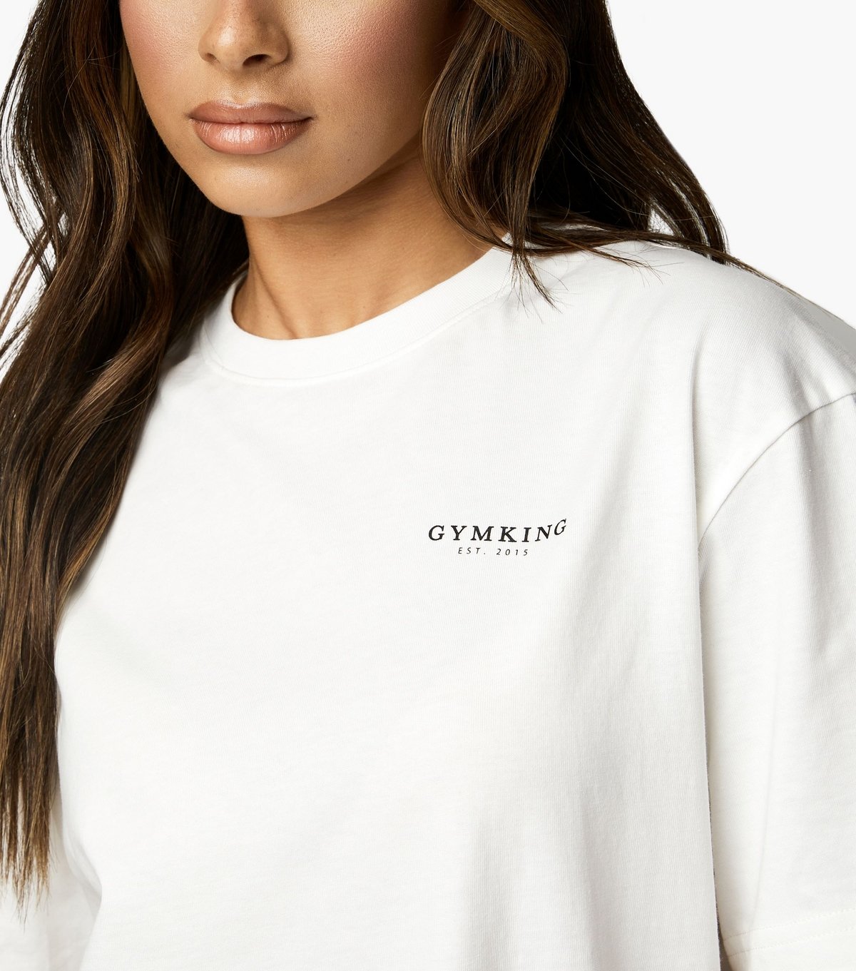 Gym King Women's Cream Logo Relaxed T-Shirt Gym King New Look - 4