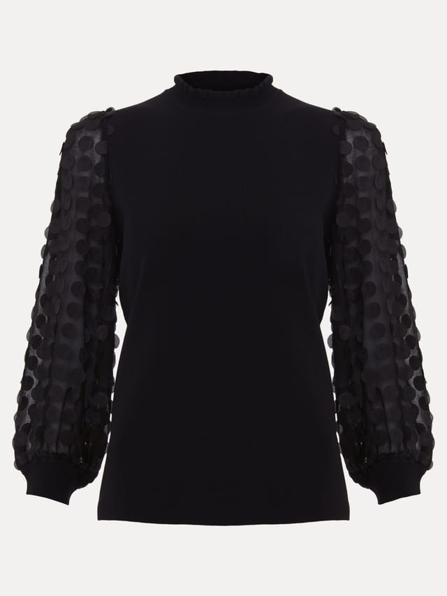 Phase Eight Phase Eight Women's Shelly Woven Sleeve Detail Jumper in Black - 2