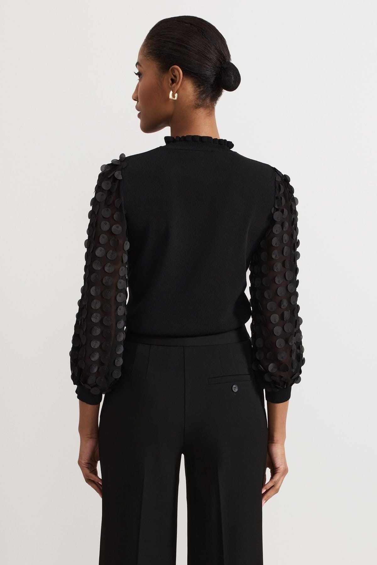 Phase Eight Phase Eight Women's Shelly Woven Sleeve Detail Jumper in Black - 4