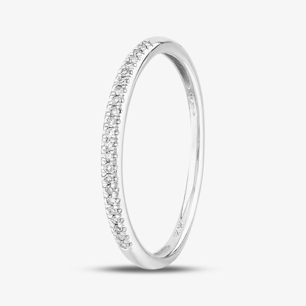 T.H.Baker T.H.Baker Women's 9ct White Gold 0.08ct Diamond Pave Set Half Eternity Ring in Silver - 1