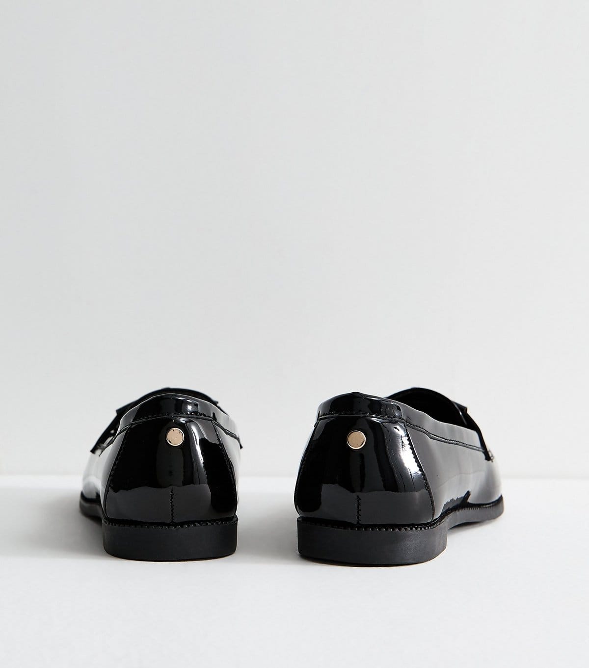 New Look Women's Extra Wide Fit Black Patent Faux Leather Tassel Loafers Vegan New Look - 4