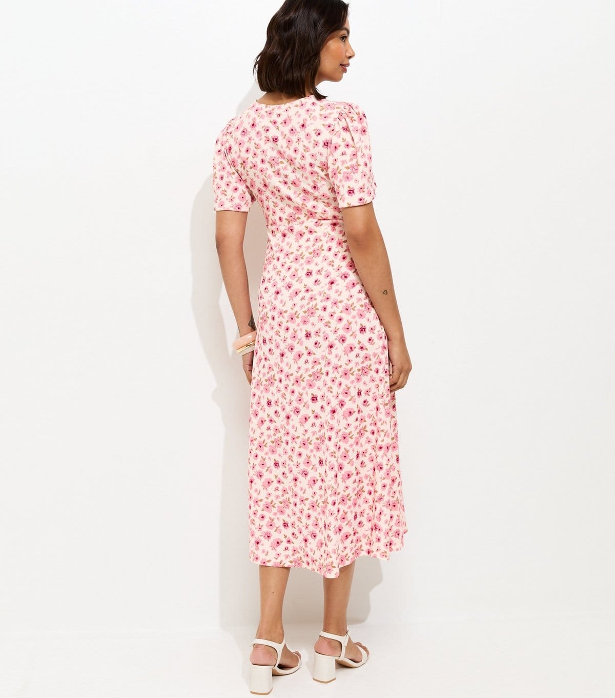 New Look Women's Maternity Pink Floral Print Short Sleeve Midi Dress New Look - 4