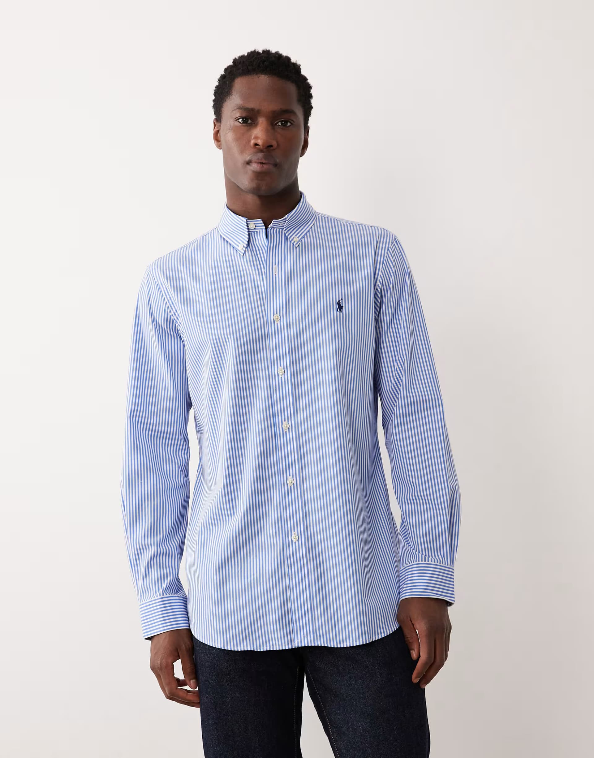 ASOS Polo Ralph Lauren Iconic Striped Shirt in Light Blue