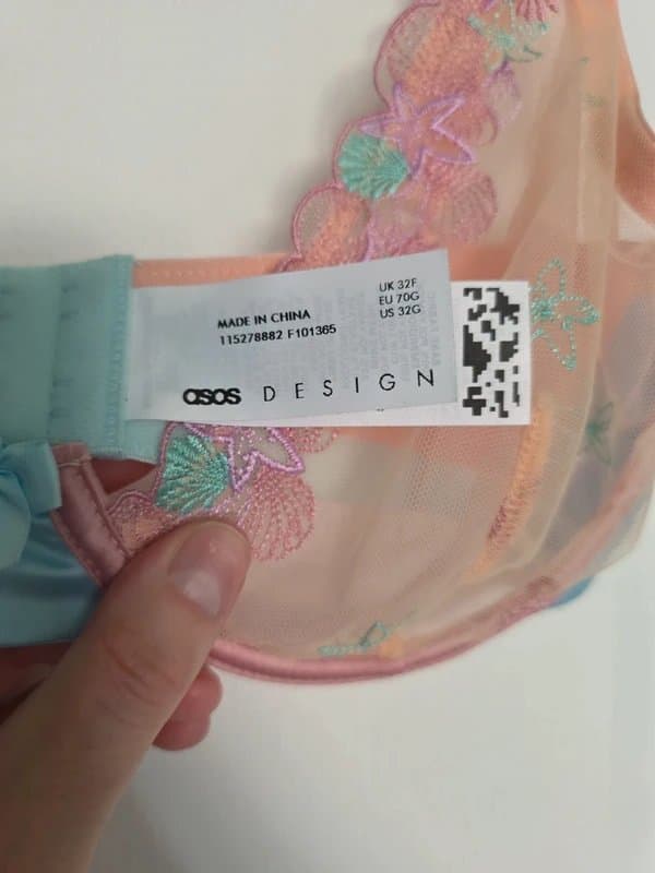 ASOS ASOS Design Embroidered Mesh Underwire Bra - Very Good Condition (Size 32F)