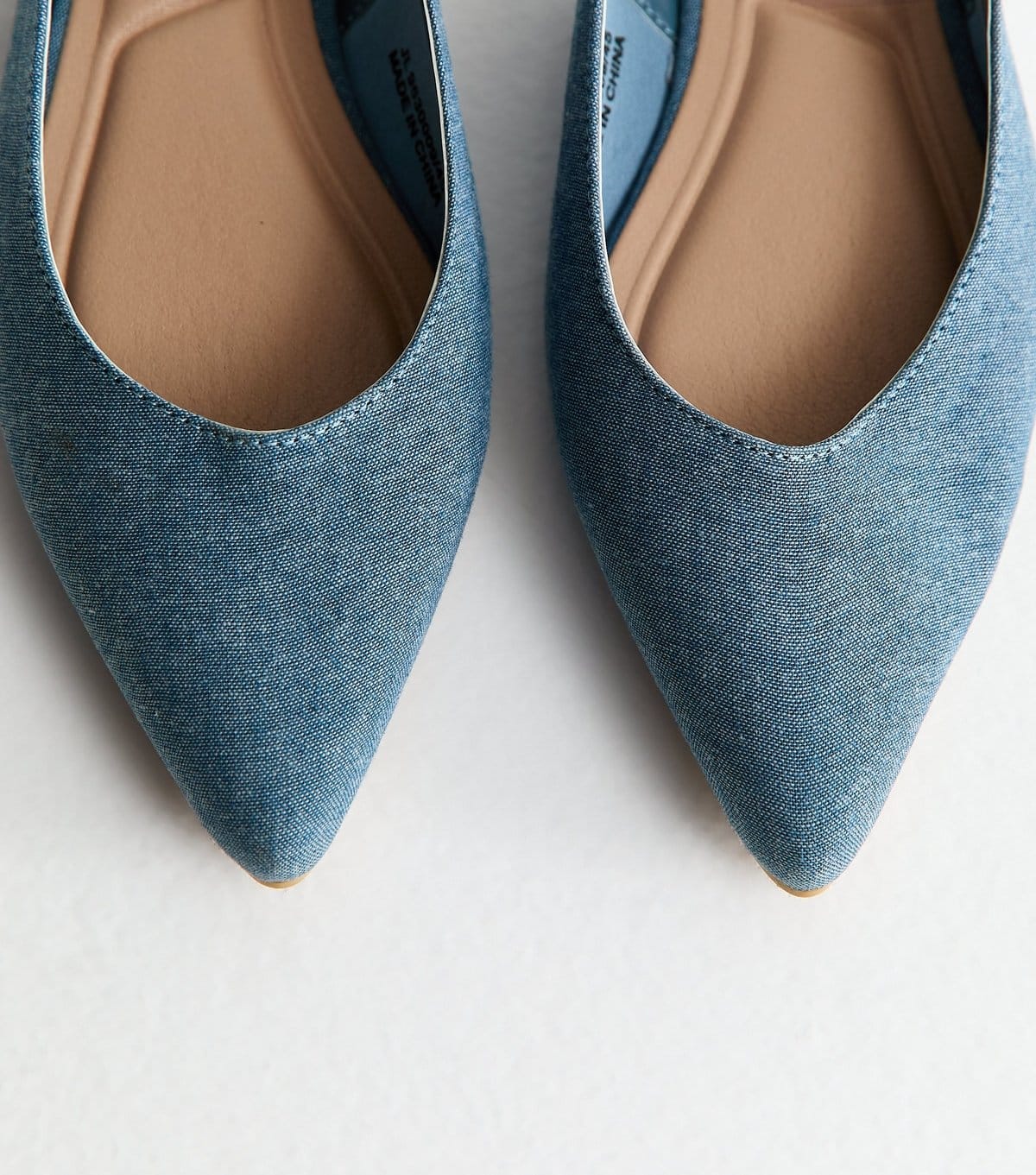 New Look Women's Light Blue Chambray Pointy Slingback Flats Vegan New Look - 4