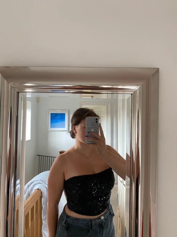 ASOS Black Sequin ASOS Bandeau with zip