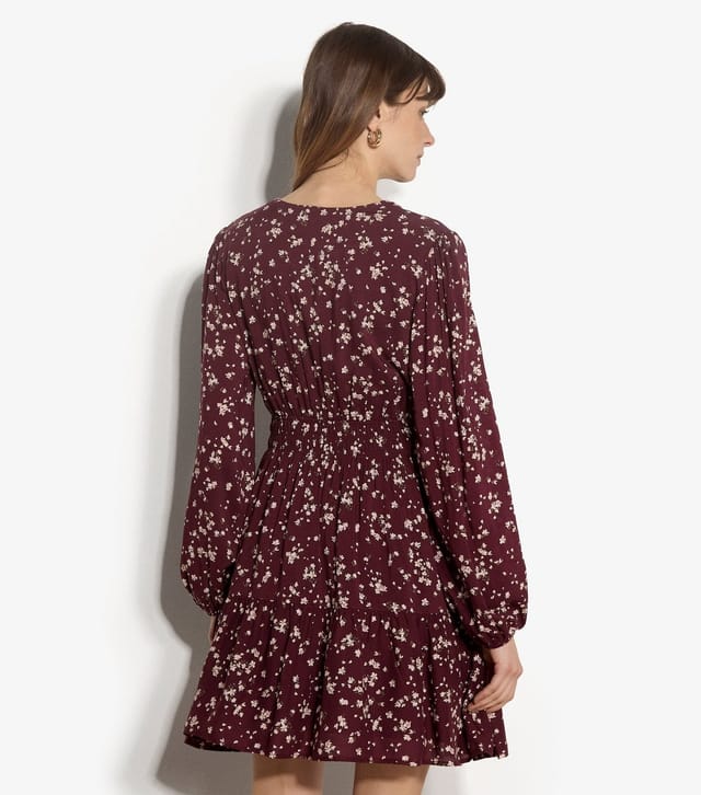 Apricot Women's Dark Burgundy Daisy Print Wrap Front Mini Dress Apricot New Look - 3