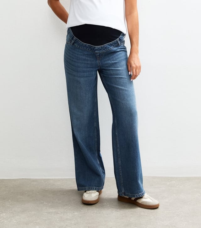 New Look Women's Maternity Blue Over Bump Adalae Wide Leg Jeans New Look - 2