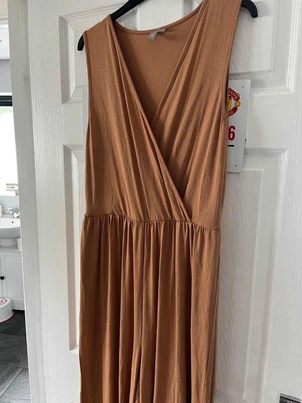 ASOS ASOS Sleeveless Wrap‑Front Jumpsuit – Size 14 – Brown