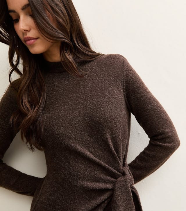 New Look Women's Dark Brown Tie Belt Mini Dress New Look - 2