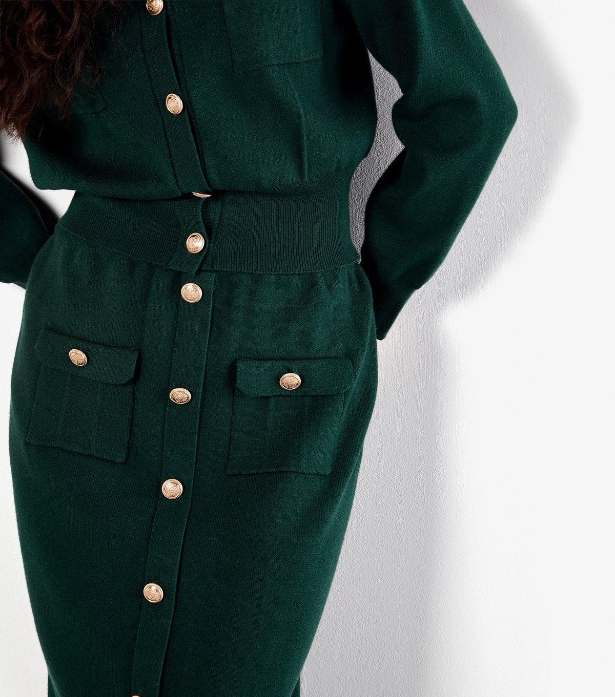 Apricot Women's Dark Green Buttoned Knit Midi Skirt Apricot New Look - 4