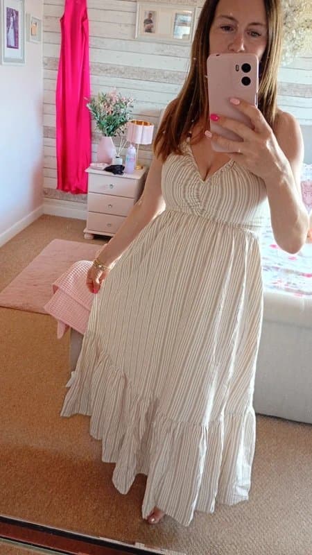 New Look New Look BNWT Hallie Halter Neck Midi Midaxi Maxi Dress Size 8 Beige Ecru Cream