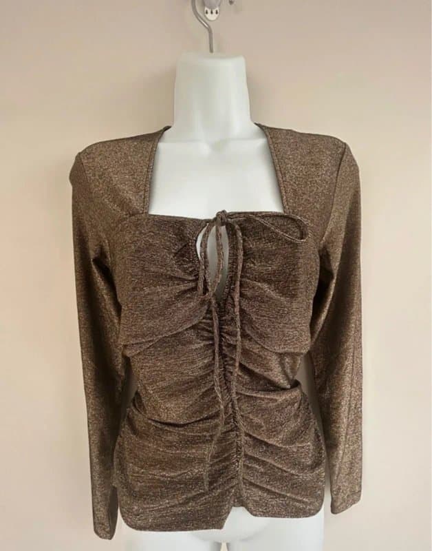 ME+EM New (with tags) ME+EM Metallic Ruched Detail Long Sleeve Top - UK 16-RRP £145