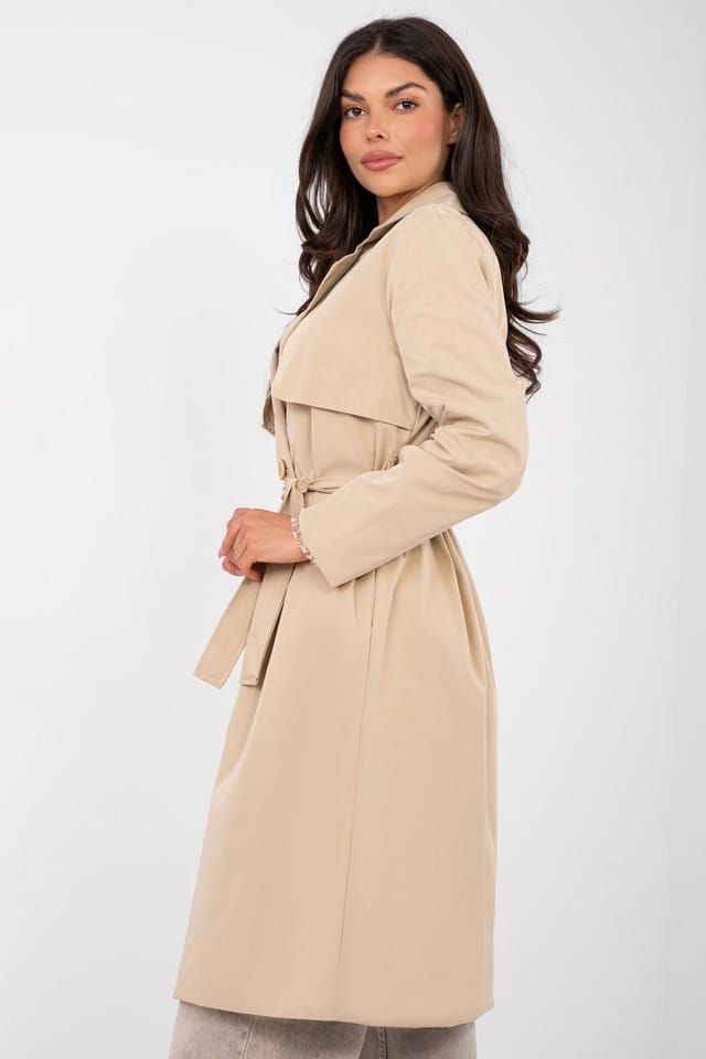 Love Lace Love Lace Women's Timeless Double Breasted Trench Coat Belted in Beige - 3