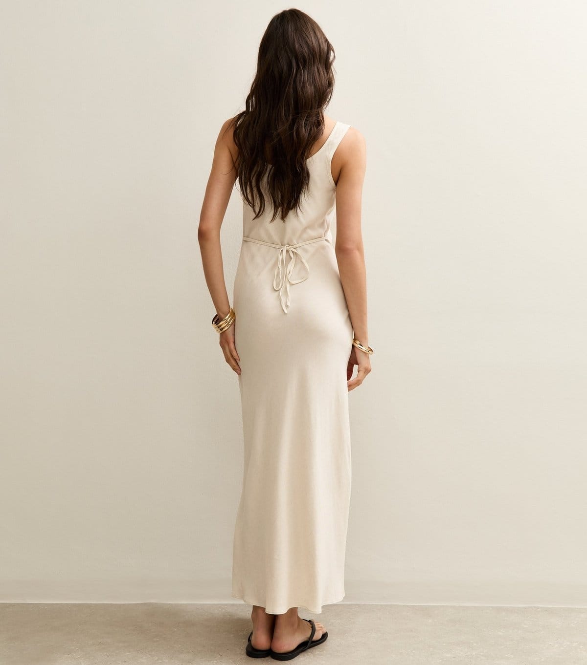 New Look Women's Stone Scoop Neck Midaxi Dress with Linen New Look - 4