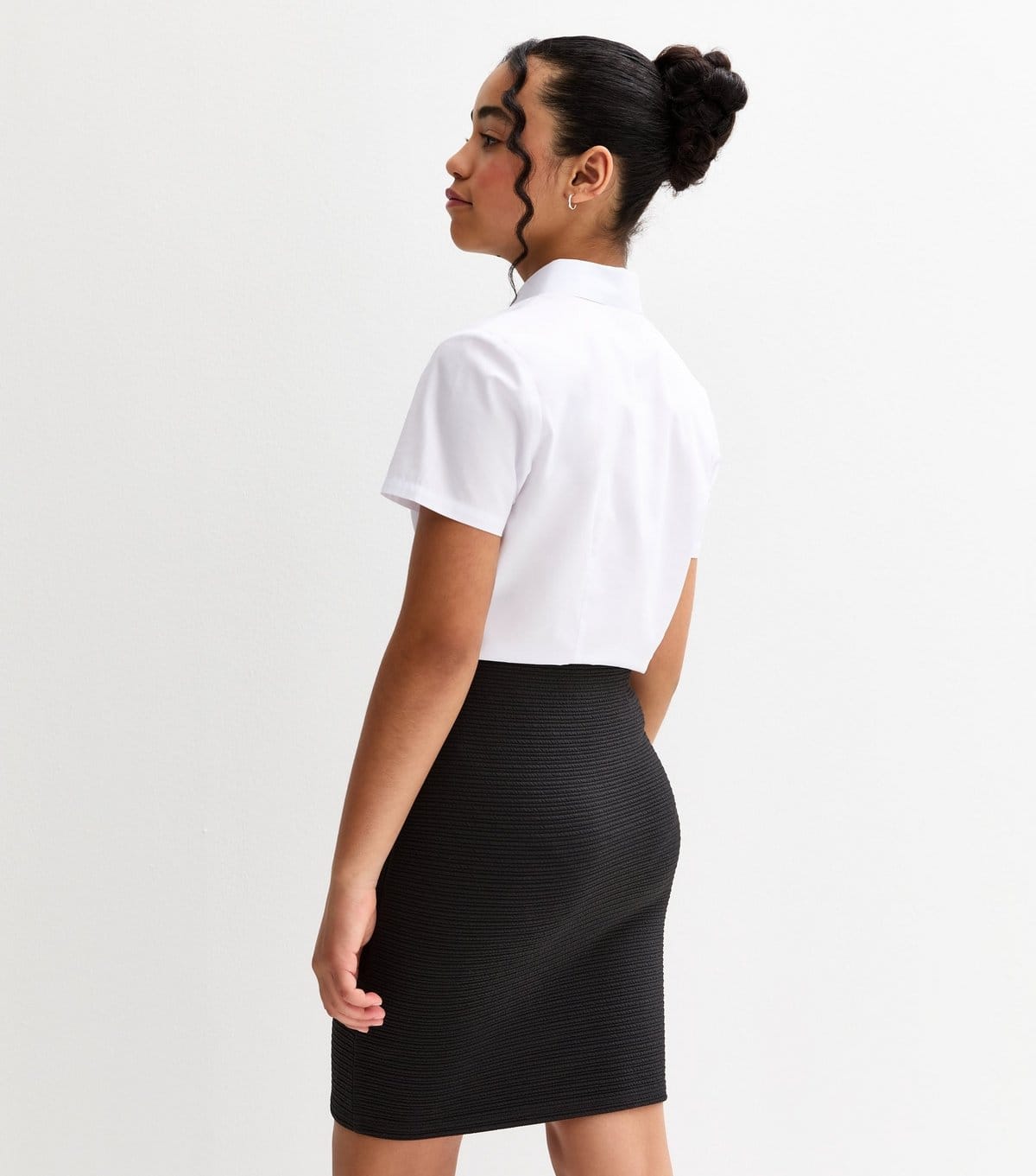 New Look Girls' Black Textured Jersey Tube School Skirt New Look - 4