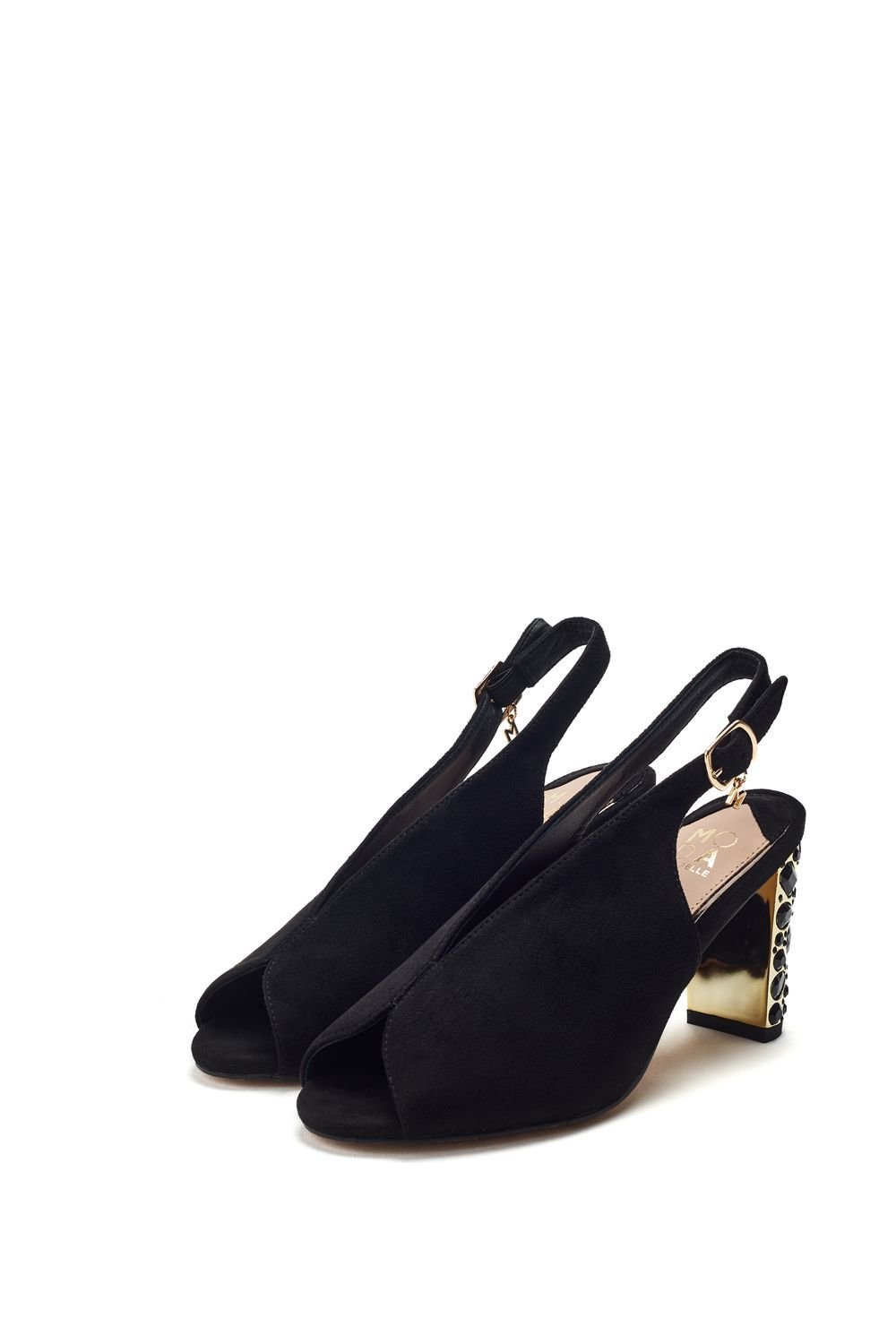 Moda In Pelle Moda In Pelle Women's 'Maeva' Alcantara Peep Toe Shoes in Black - 2