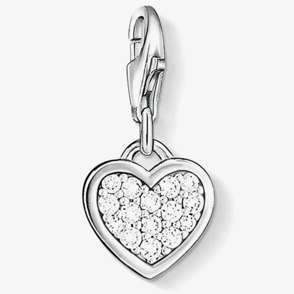Thomas Sabo THOMAS SABO Women's Silver Clear Cubic Zirconia Pave Heart Charm 0967-051-14