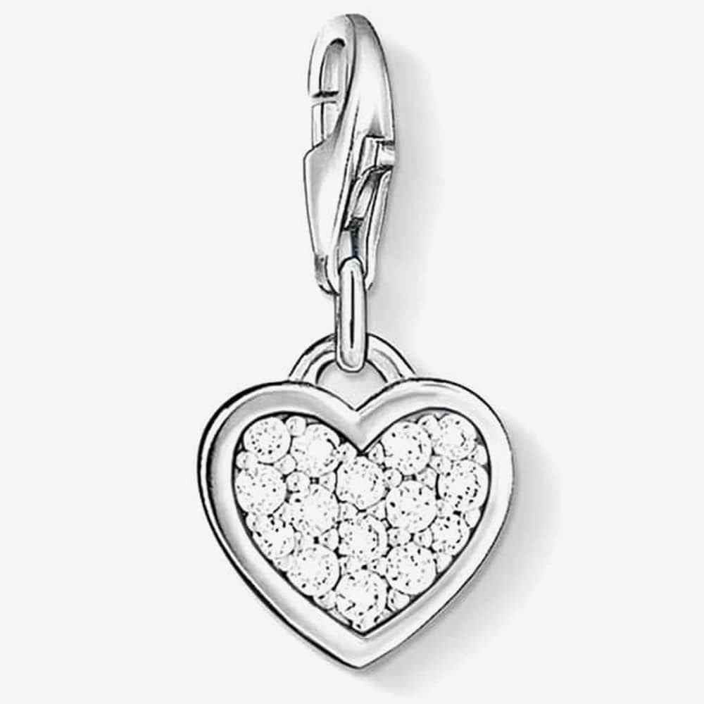 Thomas Sabo THOMAS SABO Women's Silver Clear Cubic Zirconia Pave Heart Charm 0967-051-14 - 1