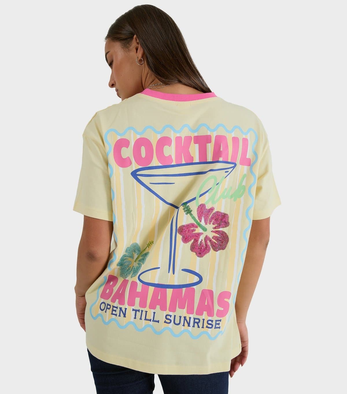 Skinnydip Women's Bright Yellow Cocktail Club T-Shirt Skinnydip New Look